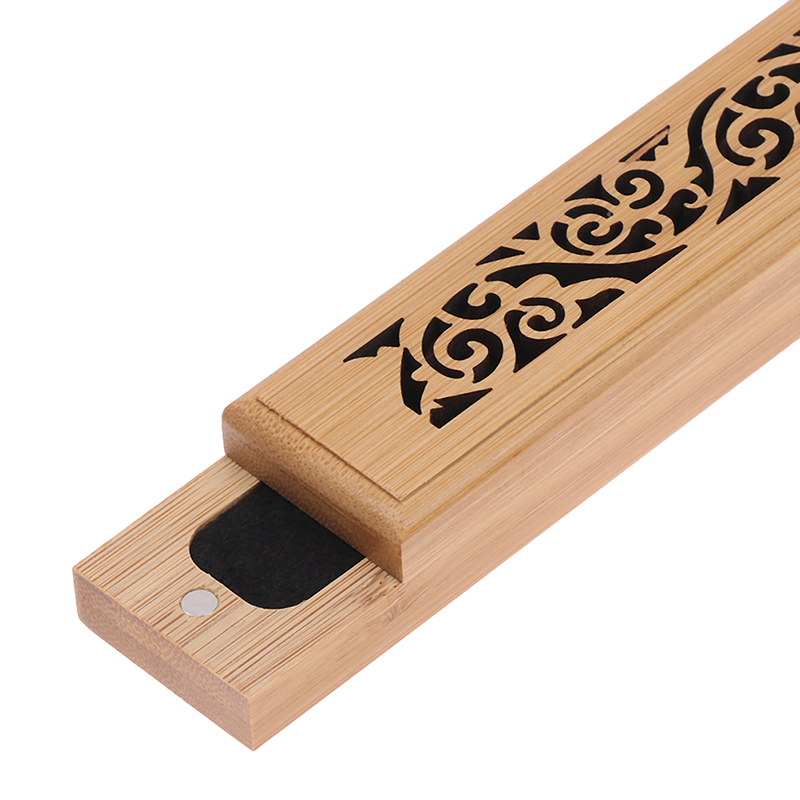 Helt ny Hot Hot High Quality Bamboo Wood Incense Stick Holder Burning Joss Insence Box Burner Ash Catcher Random Style