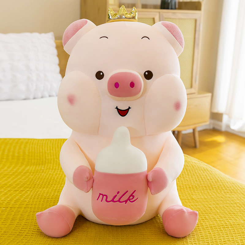 Dikke zachte cartoon piggy pluche poppen gigantische schattige baby fles varken speelgoed groot bed meisje met slaapkussen decoratie cadeau 35 inch 90 cm dy10161