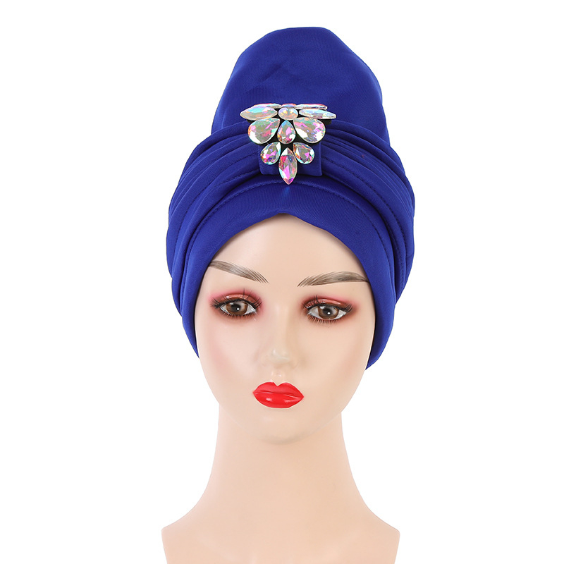 Chemio Cap Hijab Hat Diamond Auto Gele Headtie Turban Head Wrap Bonnet Perdita di capelli Copricapo da festa nuziale nigeriano