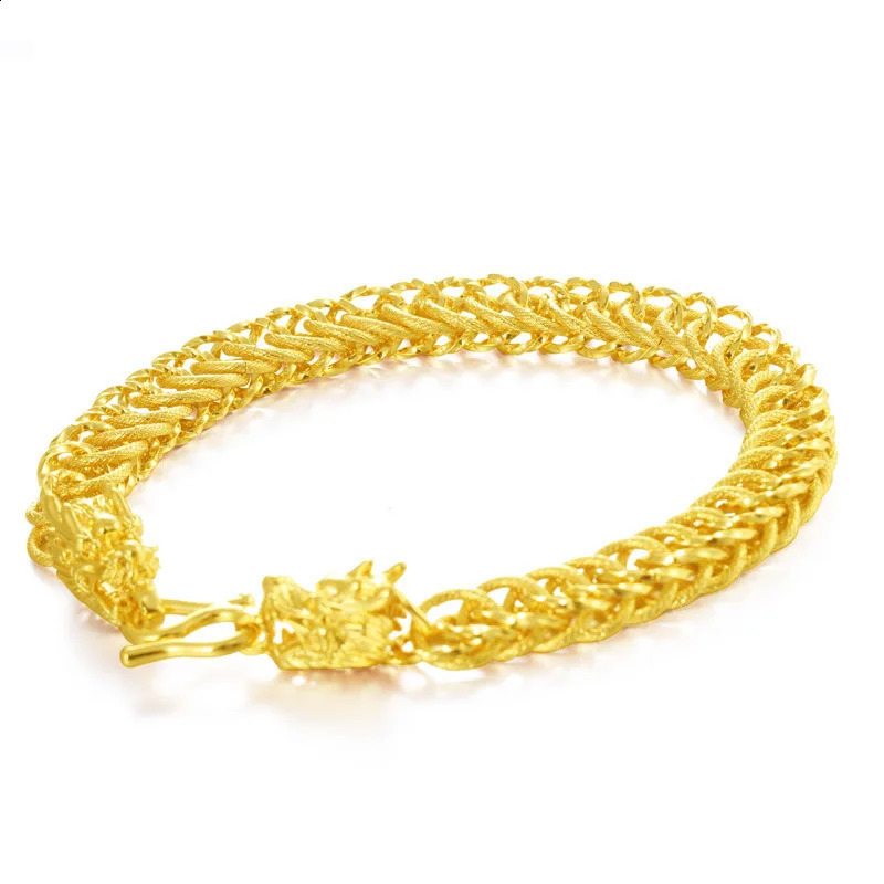 Pulseira real 24k cor de ouro pulseiras para mulheres homens fino pulseira feminina argent 925 bijoux femme bizuteria pulseiras de casamento 231116