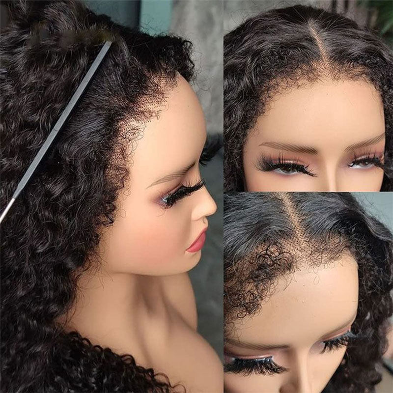 Synthetic Wigs Wigs Afro Curly Edges Wig 4C Kinky Edges Baby Hair Lace Wigs 180% 13x4 HD Lace Frontal Wig Remy Kinky Curly Simualation Human Hair Wigs