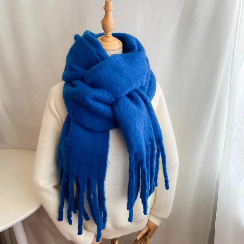 Scarves Womens winter scarf Thickened cashmere Classic tassel fluffy Solid color oversized shawl Warm and fashionable 231116