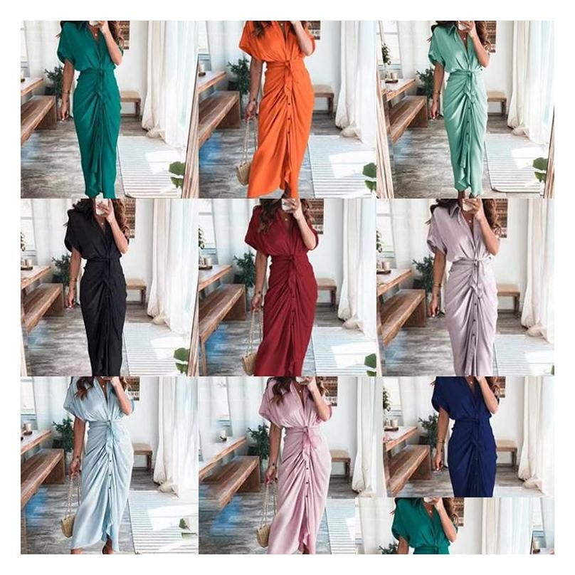 Robes décontractées de base Mode d'été Femmes Robe Parti Robe élégante Femme Sexy Dames Longues Robes Roupas Femininas Maxi Femme Clo Dhgbl