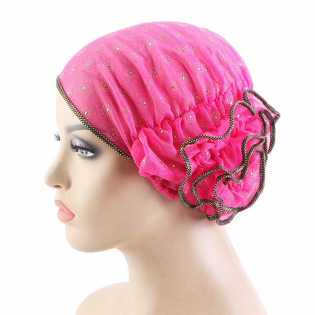 Glitter parlak Müslüman Kadın Çiçek Dantel İç Şapka Hicab Türban Undercarf Kemo Kapaklar Saç Deskesi Bonnet Headwrap Eşarp Kapağı Mujer