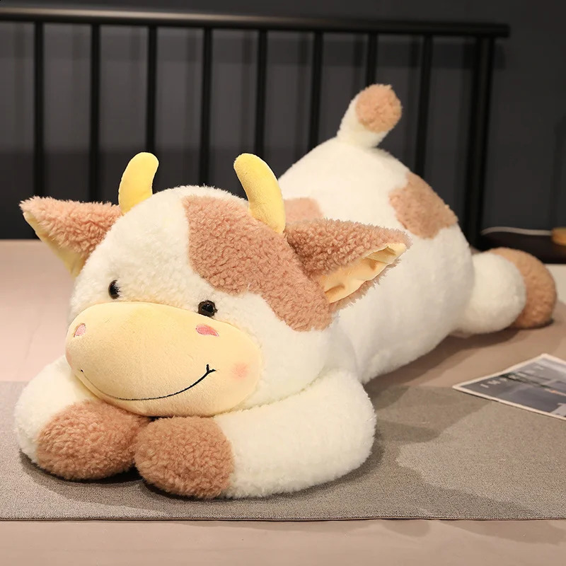 Poupées en peluche 90cm 110cm belle vache à lait jouets dessin animé peluche bétail oreiller de couchage pour bébé filles cadeaux d'anniversaire 231116