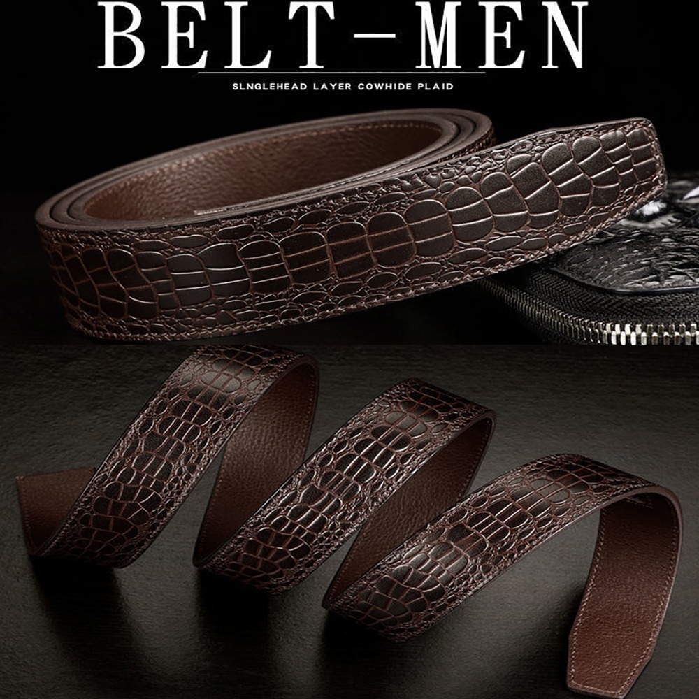 Ceinture pour hommes, ceinture en alligator, en cuir de vache imprimé crocodile, ceinture à cliquet remplaçable uniquement, boucle de sangle 1 3/8, boucle coulissante réglable 35 mm