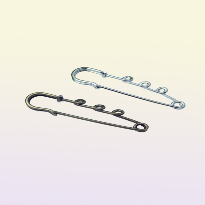 3holes 506470mm Silverbronze Color Larger Safety Pins Brooches Findings DIY Jewelry Finding2678972