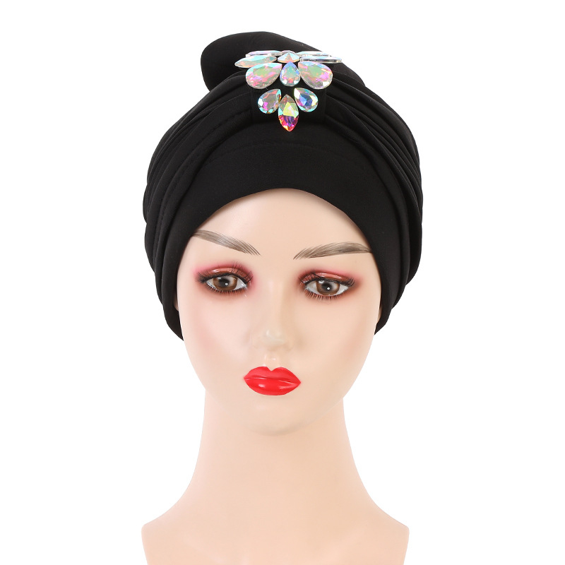 Chemio Cap Hijab Hat Diamond Auto Gele Headtie Turban Head Wrap Bonnet Perdita di capelli Copricapo da festa nuziale nigeriano