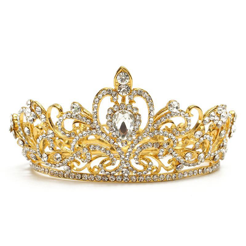 Nieuwe bruid sieraden barokke legering diamanten kroon volledige kroon trouwjurk accessoires