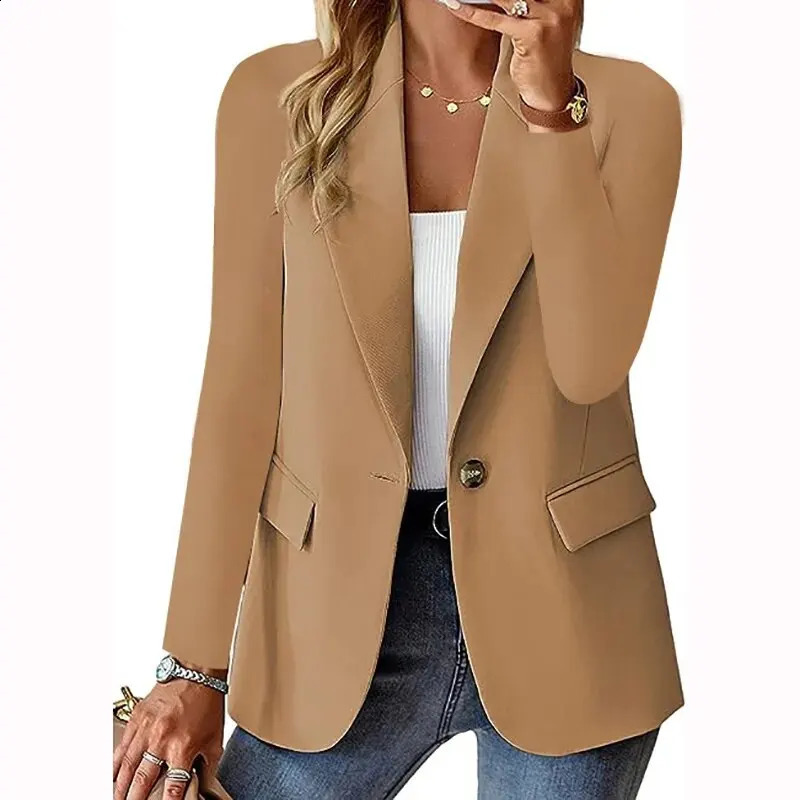 Abiti da donna Blazer Primavera Autunno Solido Blazer da donna Moda Dentellato Bottone singolo Manica intera Abiti aderenti Ufficio Casual Tasche da donna BJackets 231116