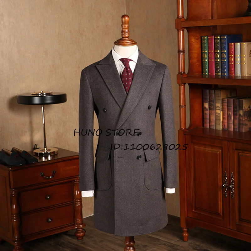 Manteau d'hiver en mélange de laine pour hommes, robe à revers à Double boutonnage, pour dîner de mariage, veste cintrée personnalisée pour hommes, 231116