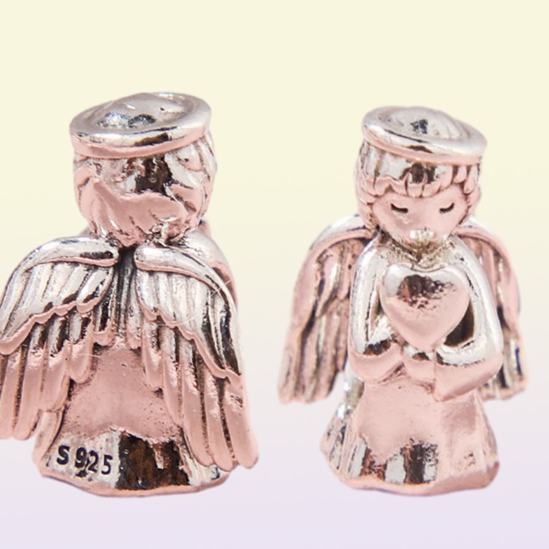 Nowy Angel of Love Charm 925 srebrne kalipki szkliwa srebrne fit styl uroki bransoletki naszyjnik