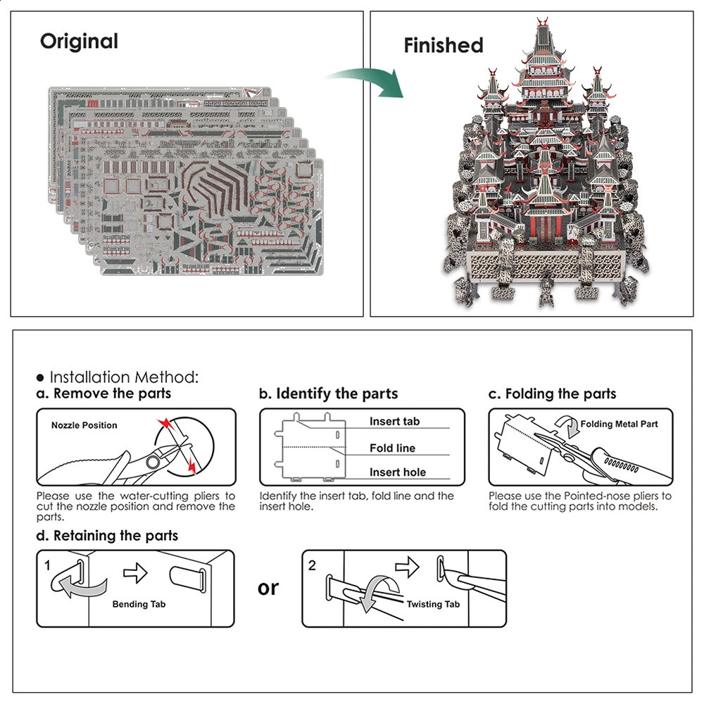 Quebra-cabeças Piececool 3D Puzzles Sky Royal Metal Modelo Kits de Construção DIY Brinquedos para Adolescente Cérebro Teaser Jigsaw Presentes Criativos 231116