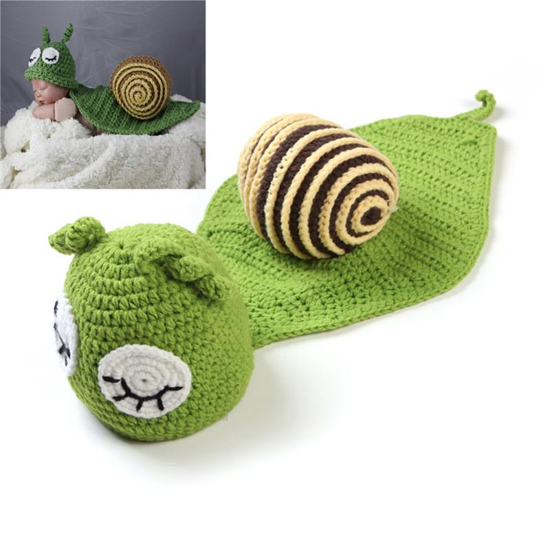 Nouveau-né photographie accessoires escargot main Crochet tricot bébé bonnet casquettes chapeau pour bébé avec Cape chapeaux