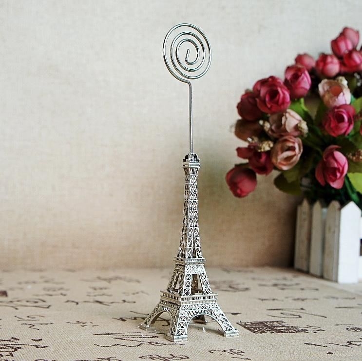 Forniture feste Torre Eiffel Modello Business Base Segnaposto Portacarte Morsetto sedile in metallo Memo Porta messaggi Home Office Decorazioni matrimoni Regali SN4126