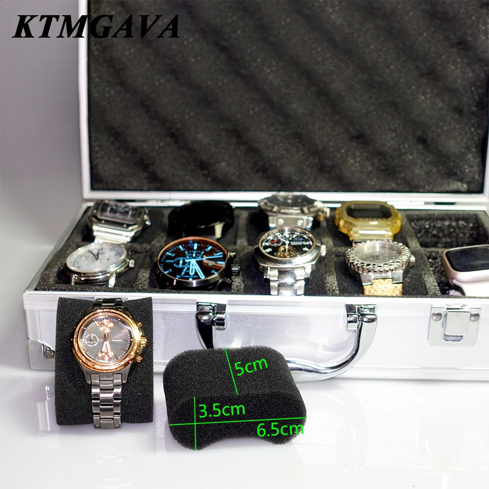 Titta på rutor Fall 10/18 Girds Luxury Premium Quality Watch Box Aluminium Alloy Produc Mönster Storage Clock Box Collection Present Boxes 231116