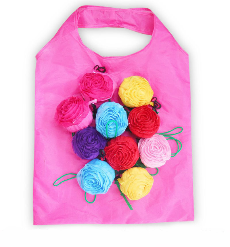 Bola de bolsa de armazenamento dobrável da forma de rosa bolsas de compras ambientais e ecológicas.