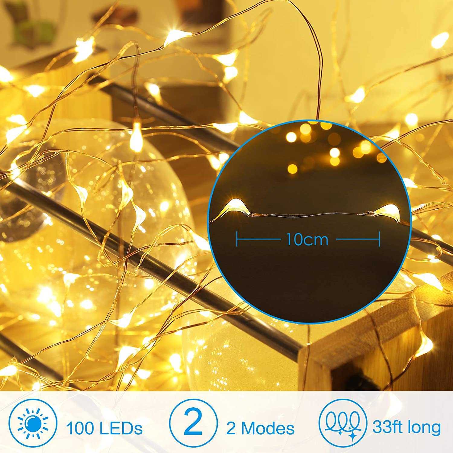 LED سلاسل LED Fairy Lights الأسلاك النحاسية سلسلة 1/2/5/10M عطلة مصباح في الهواء الطلق مصباح في الهواء