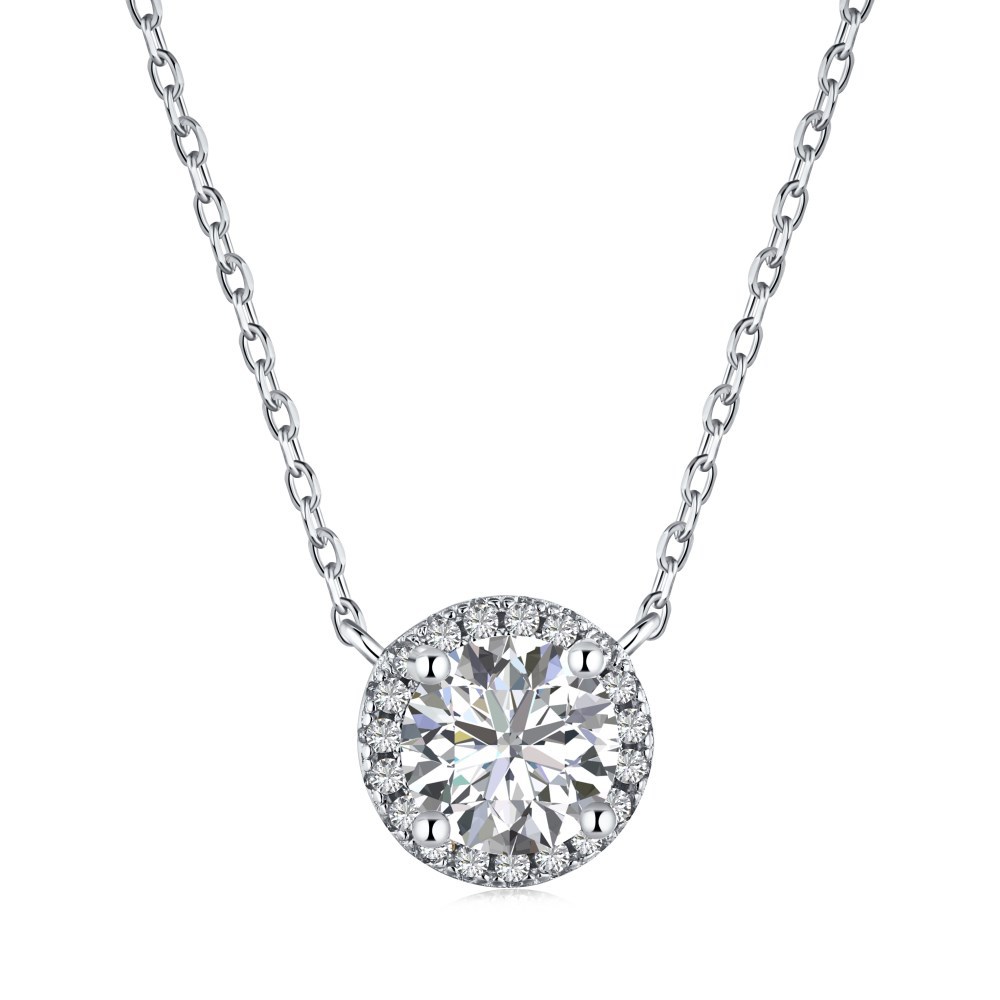 Solitario Moissanite Ciondolo con diamanti 100% reale argento sterling 925 Pendenti con gemme e perle matrimoni Collana girocollo gioielli da donna