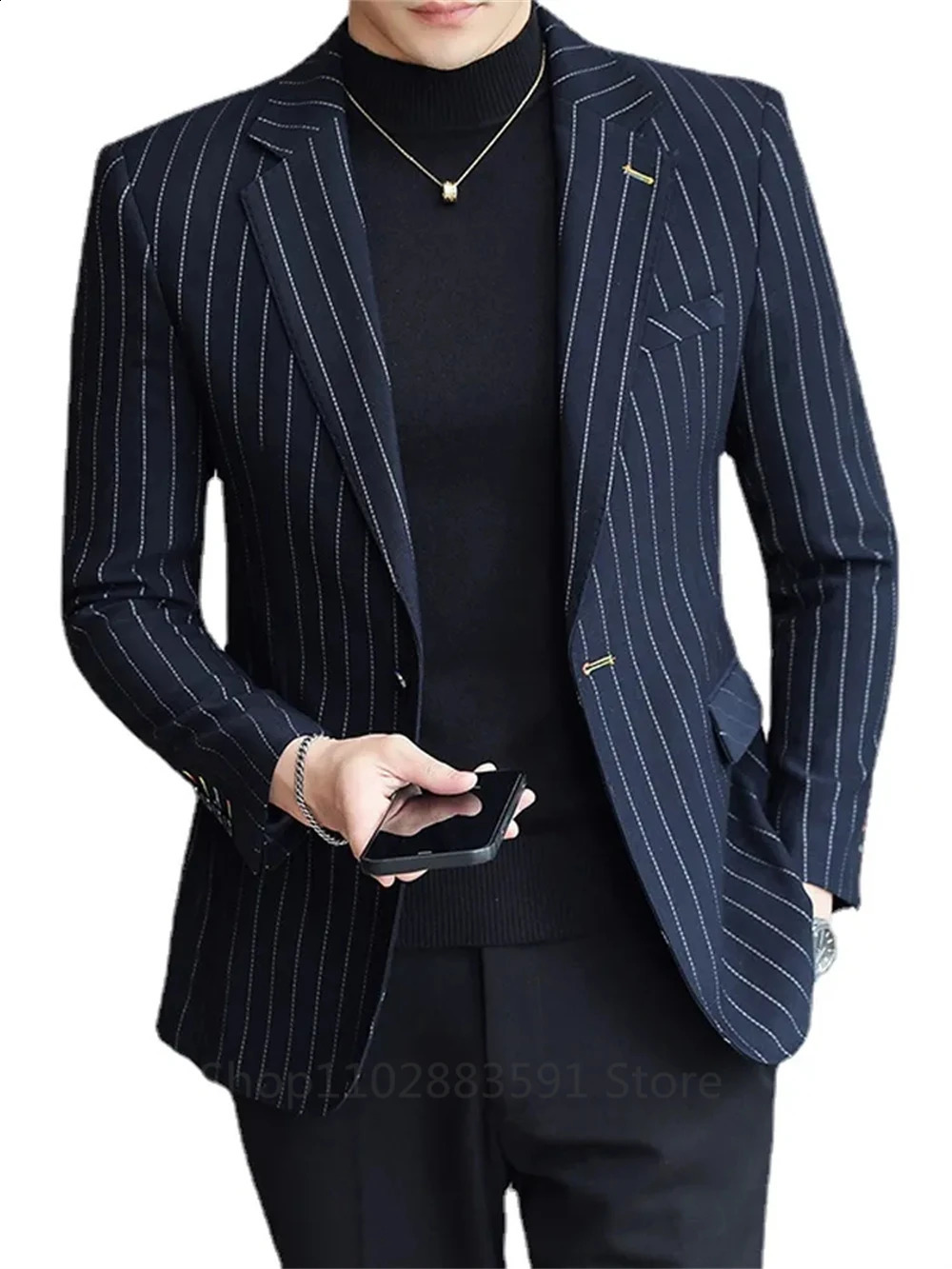 Herrenanzüge, Blazer, Anzugjacke, schmal, gestreift, einreihig, Business-Casual, professioneller formeller Bankett-Blazer 231116