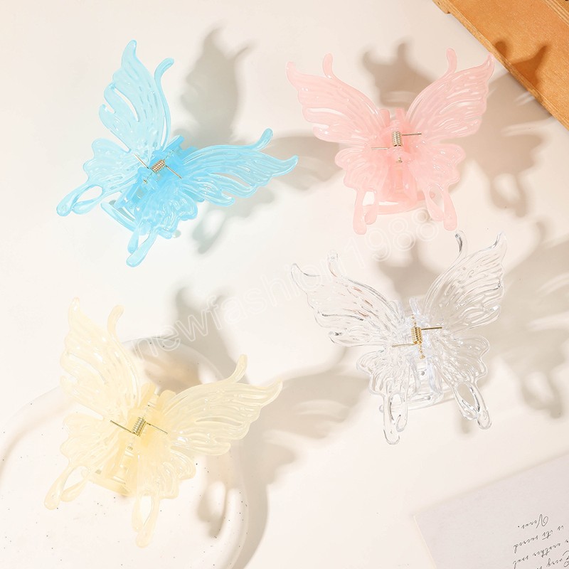 Kunststoff-Schmetterlingsklemmen Haarkrabben-Badeklammer Hairgrip Hair Claw Clip Hairpin Jelly Butterfly Haarspangen Frauen Mädchen Haarschmuck