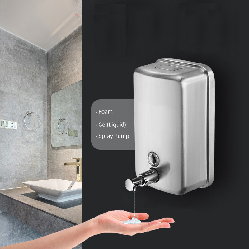 Dispensador de jabón líquido para manos montado en la pared de 800ml/27oz, accesorios de baño de acero inoxidable, bomba comercial antifugas JY1243