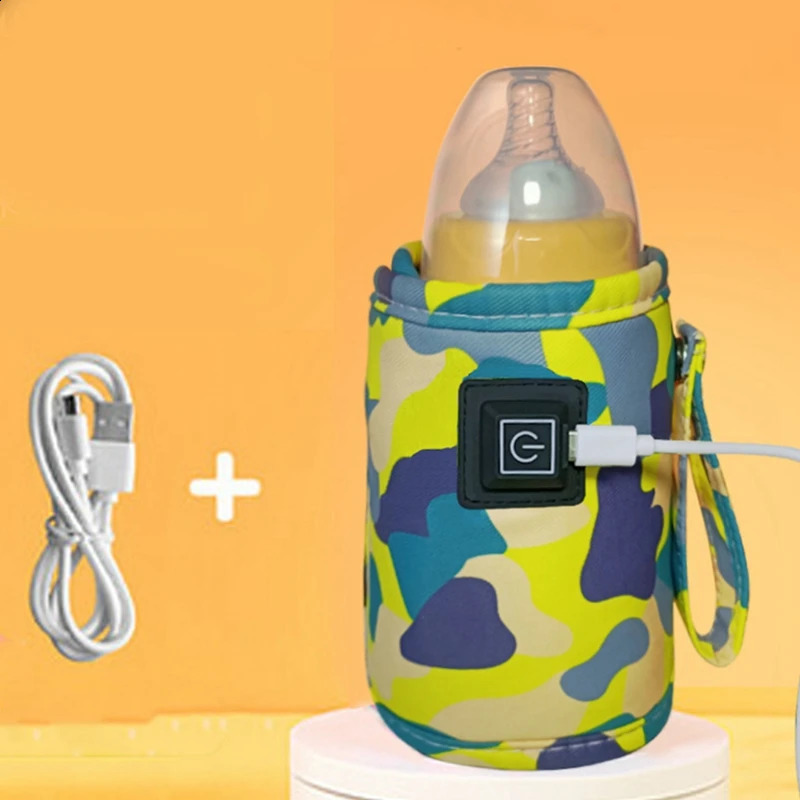 Flessenwarmers Sterilisatoren # Universele USB Melkwaterverwarmer Reiswandelwagen Geïsoleerde tas Babyvoeding Flessenverwarmer Camouflage-Zwart 231116