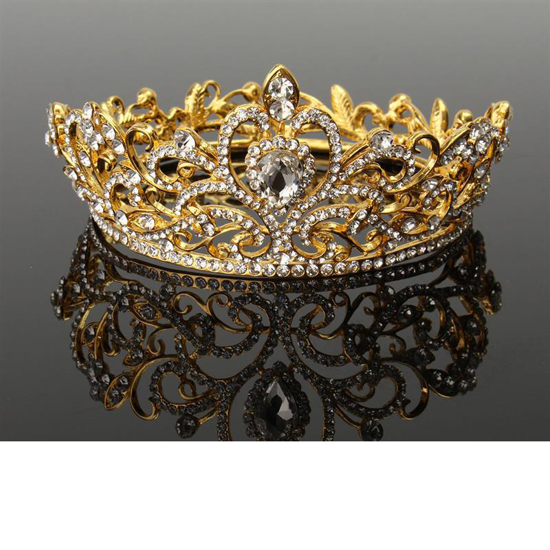 New Bride Jewelry Baroque Alloy Diamond Crown Full Crown Wedding Dress Accessories