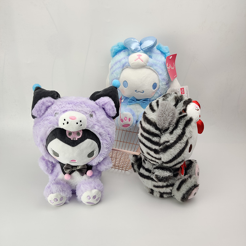 Fabricantes por atacado 6 projetos de 20cm Tiger Sanlio Kulomi Plush Toys Cartoon em torno de bonecas para presentes infantis