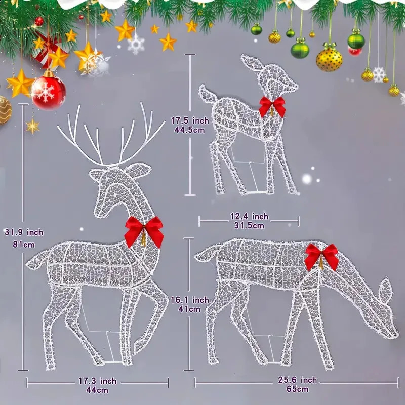 Other Event Party Supplies Set Christmas Elk Deer With Lighting Strips Glowing Glitter Reindeer Outdoor Garden Decorations Festival Ornament Decor 231116