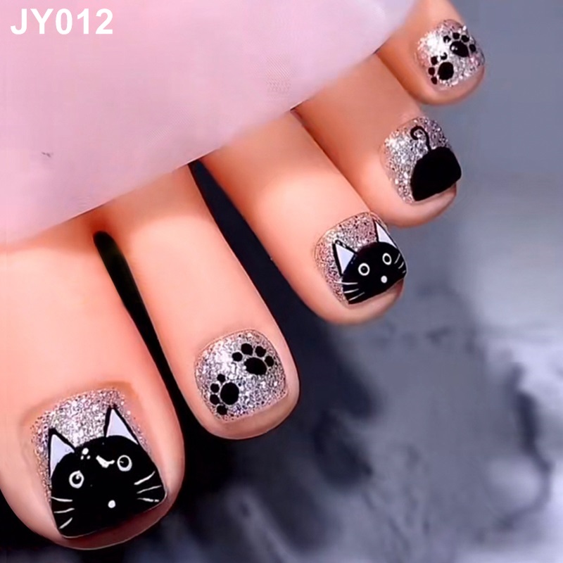 Flower Fale Nails Butterfly нажимайте на ногтях 24 % короткие квадратные глянцевые ногки