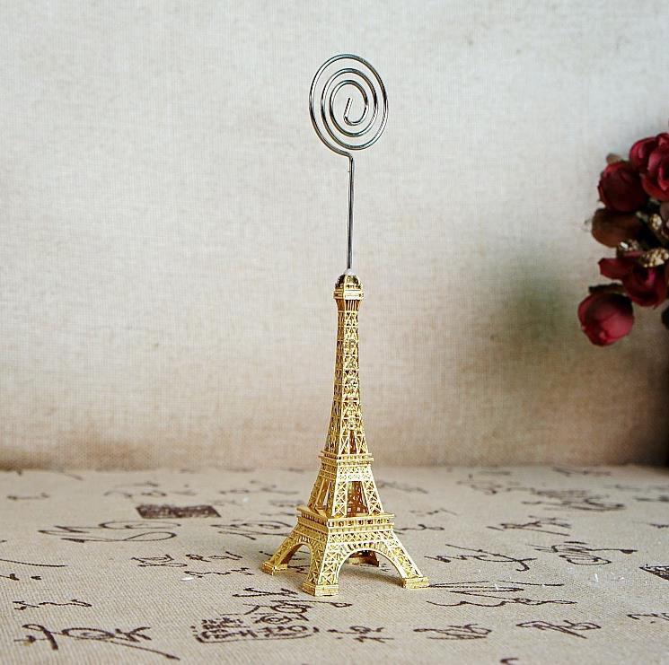 Dostawy imprezowe Eiffel Tower Model Base Baza miejsce uchwyt karty metalowe fotelik Memo Uchwyt wiadomości domowe biuro ślubne Prezenty SN4126