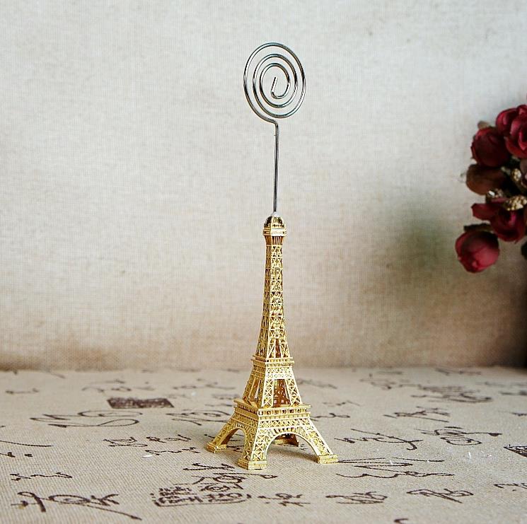 Forniture feste Torre Eiffel Modello Business Base Segnaposto Portacarte Morsetto sedile in metallo Memo Porta messaggi Home Office Decorazioni matrimoni Regali SN4126