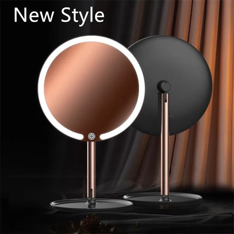 Kompakta speglar Tre färgmakeupspegel med LED -ljus Justerbar smart belysning Makeup Mirror Dressing Desktop Touch Screen Mirror 20 231116