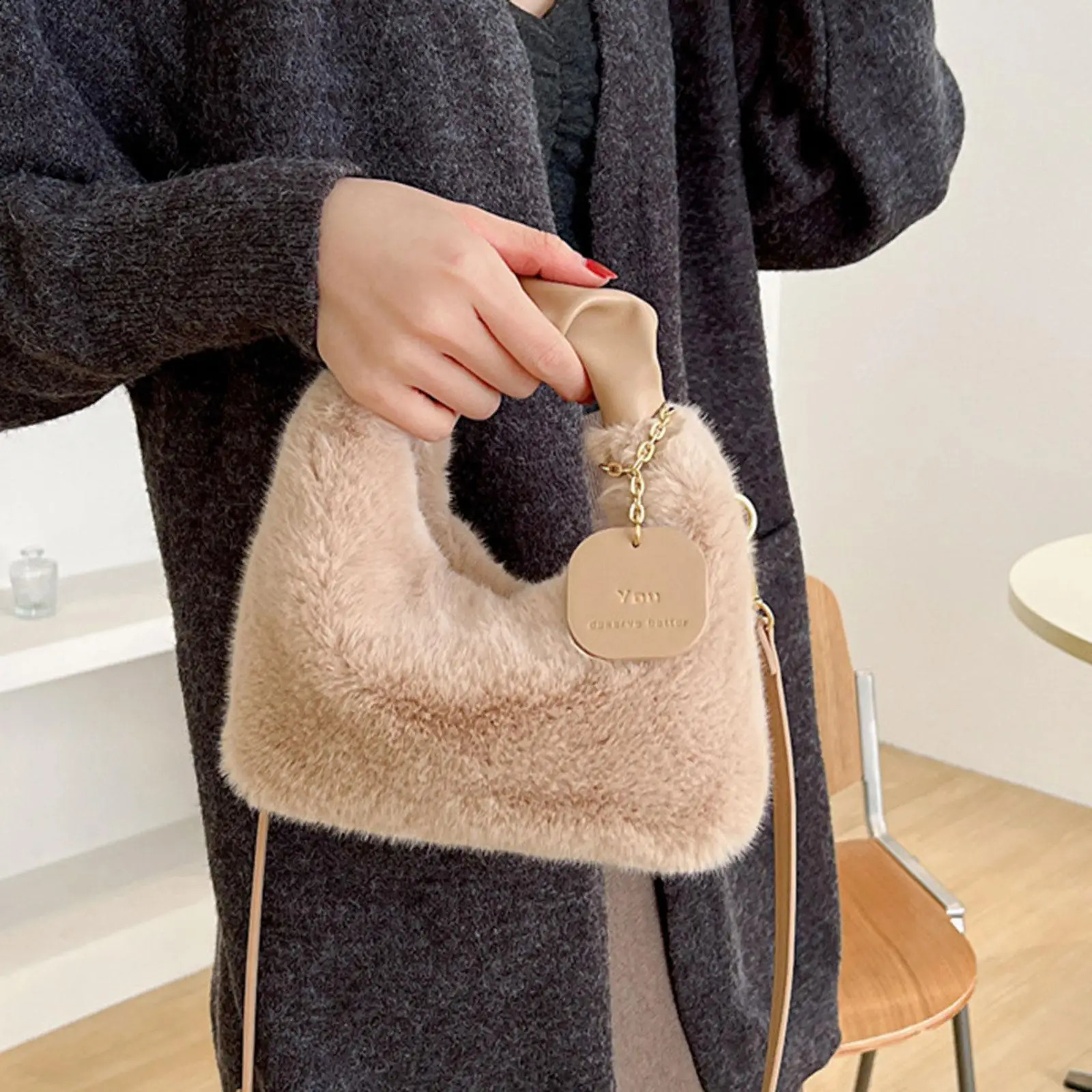 Sacos de noite Mulher Macia Bolsa De Pelúcia Bolsa De Ombro Moda Outono E Inverno Versão Coreana Simples Crossbody Bag Para Viajar Compras 231116