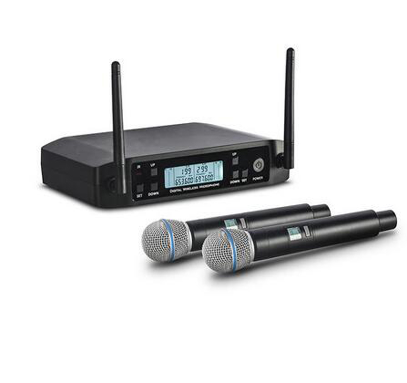 Microfone Sem Fio G-MARK GLXD4 Sistema Profissional UHF Microfone Dinâmico Frequência Automática 80M Anfitrião de Palco de Festa Igreja Karaokê Microfones KTV