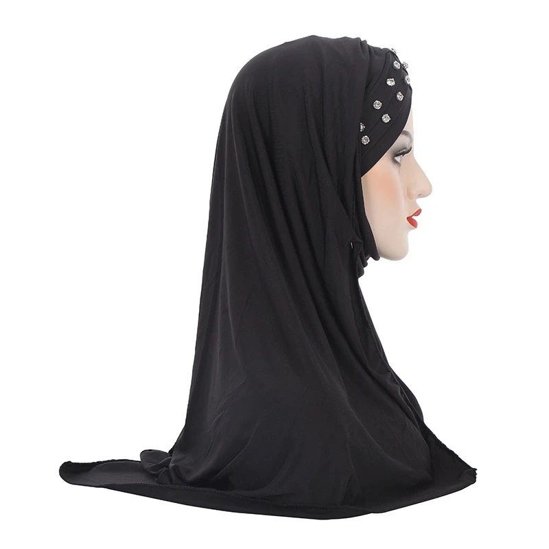 Trek aan klaar instant sjaal moslimvrouwen kruis diamanten hijabs hijabs hijabs amira cap tulband headwrap sjaal femme islam solide kleur