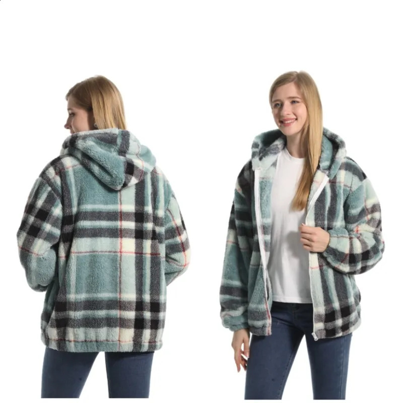 Casaco feminino de pele falsa polar polar com capuz de inverno para mulheres estampa estampa novidade moletom chique casaco de pelúcia para adultos homens mulheres 231116