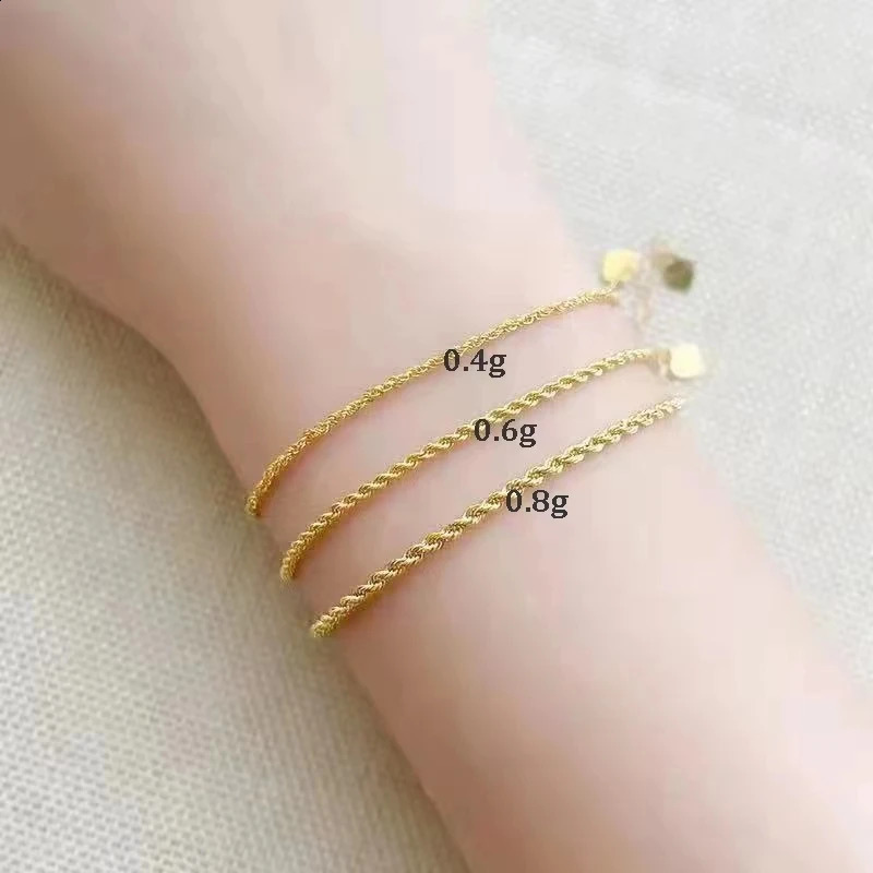Bangle RUIYI Women Real 18K Gold Twisted Chain Bracelet Pure AU750 Adjustable Hemp Rope Chain Bracelets for Men Fine Jewelry Gift 231116