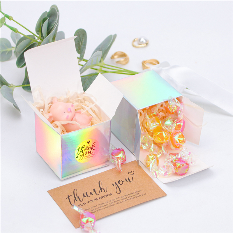 Laser Cardboard Boxes Folding Small Square Packaging Box for Gifts Candy Cookies Cosmetic Gift Carton LX6233