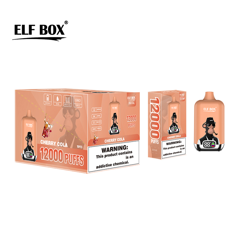 Puff 12K Disposable Vape Authentic Elf Box Digital 12000 Puffs E Cigarettes Mesh Coil with Power & Oil Display Rechargeable Battery 25ml Pre-filled Pods Vaporizers