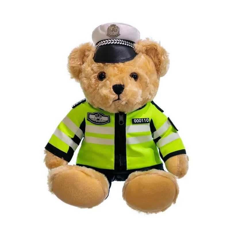 Diğer ev dekorasyonu 25/30cm ayı Peluş Bebeği Polis Uçuş Görevli Kostüm Ayı Yumuşak Peluş Dolgulu Bebek Ev Dekorasyonu Friendsl231111 için Noel Hediyeleri