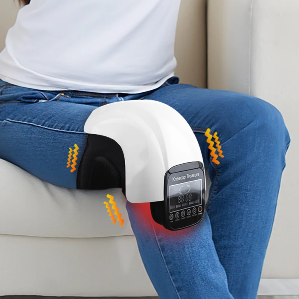 Masseurs de jambes Masseur de genou à Compression d'air électrique genouillère chauffante thérapie infrarouge arthrite articulaire physiothérapie genouillère soins de santé 231116