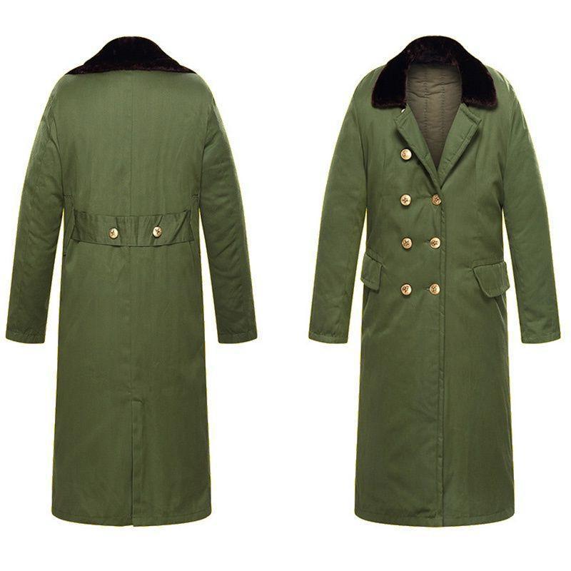 Langer Army-Baumwollmantel für Herren im Winter, verdickte warme, kalte Kleidung, Arbeitsschutz, grüne Baumwollkleidung, Nordost-Baumwolljacke