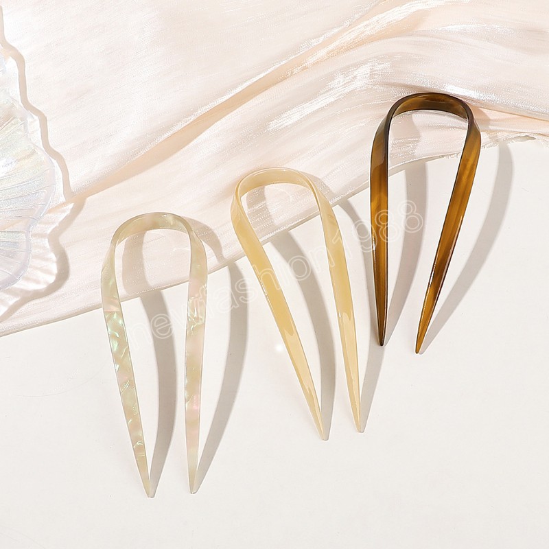 Simple Retro U-shaped Hairpin Hair Sticks Temperament Disc Acetic Acid Hairpin For Elegant Girls Hair Accessory