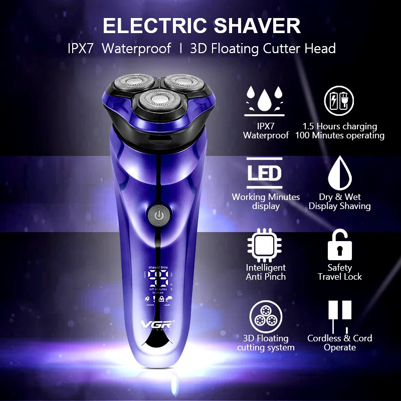 Electric Shavers Męska broda golarki z LED Display Electric Ghaver Men Clipper Electric Razor Przenośna maszyna do golenia 231116