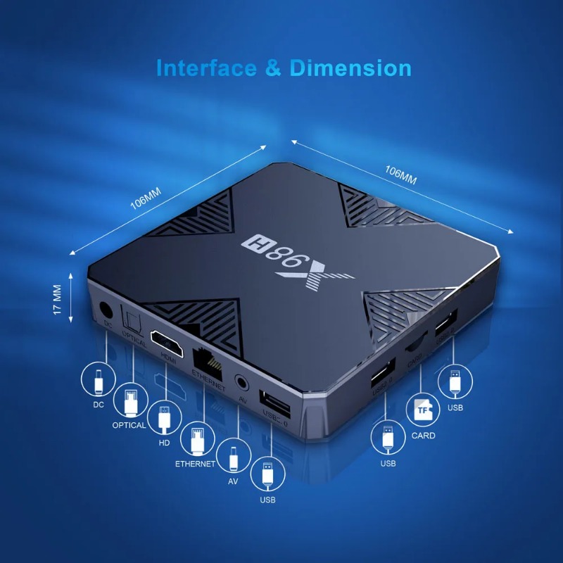 X98H Android 12 Wifi 6 Smart TV BOX Allwinner H618 4K HD 2G16G /4G32G Lettore multimediale 2.4G 5G Wifi Set Top Box