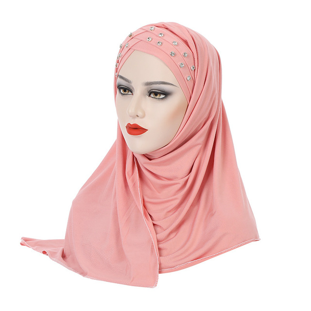 Trek aan klaar instant sjaal moslimvrouwen kruis diamanten hijabs hijabs hijabs amira cap tulband headwrap sjaal femme islam solide kleur