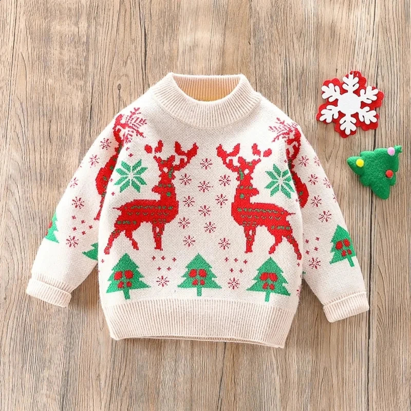 Pullover Children s Sweater Thickened Warm Autumn Winter Boys Girls Christmas Year Knitted 231116