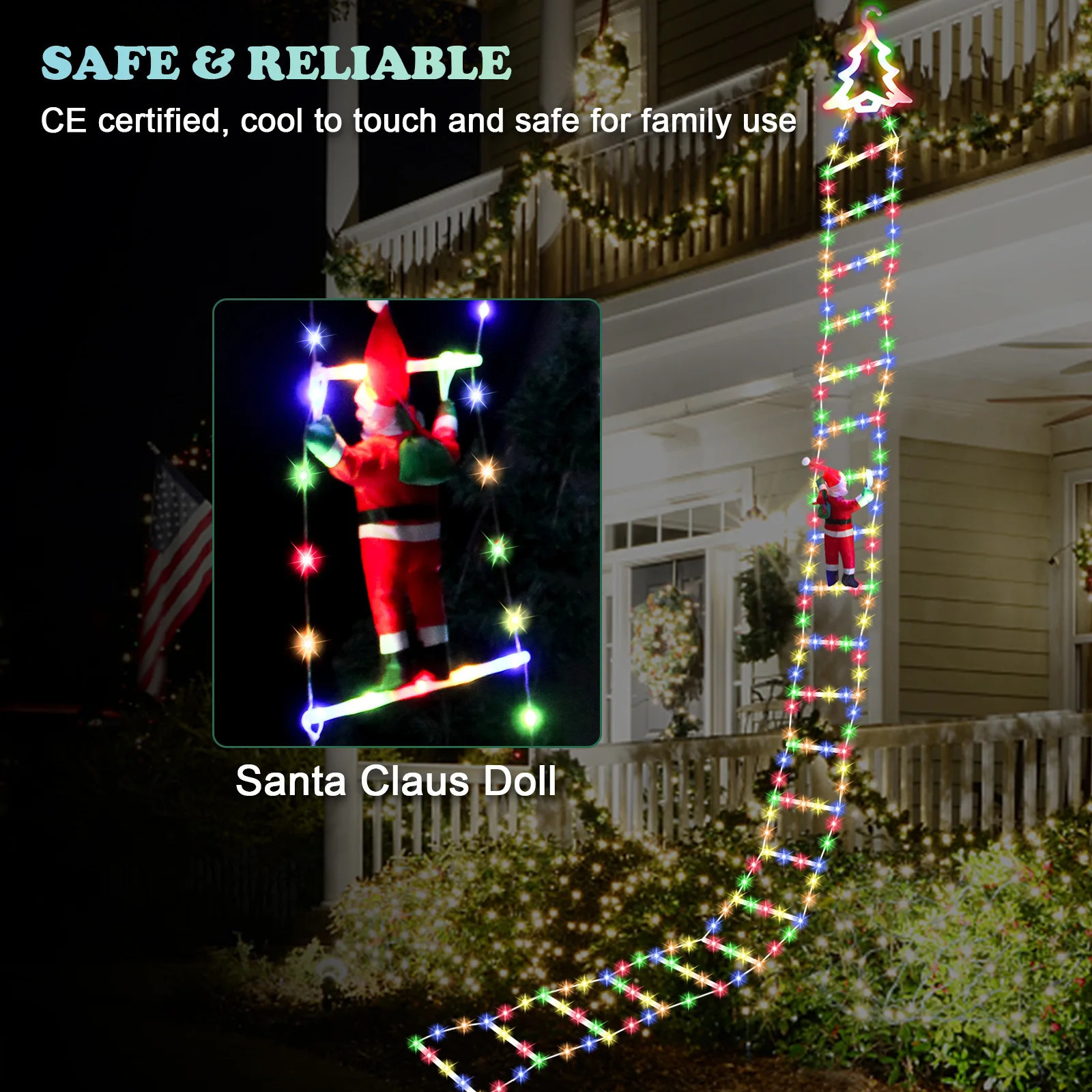 Christmas Decorations LED Ladder Lightfor Santa Claus Home DecorString Lamp Indoor Outdoor Window Garden Xmas Tree Hanging Strip Light 231116